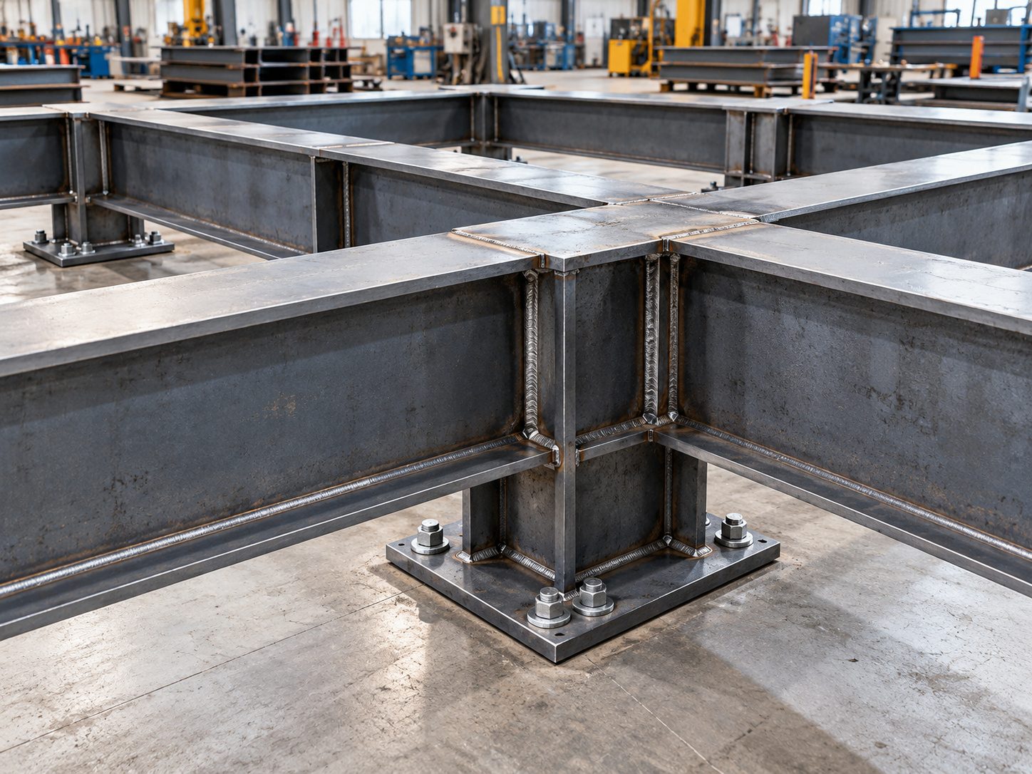 Steel crane grillage fabricated and trial assembled